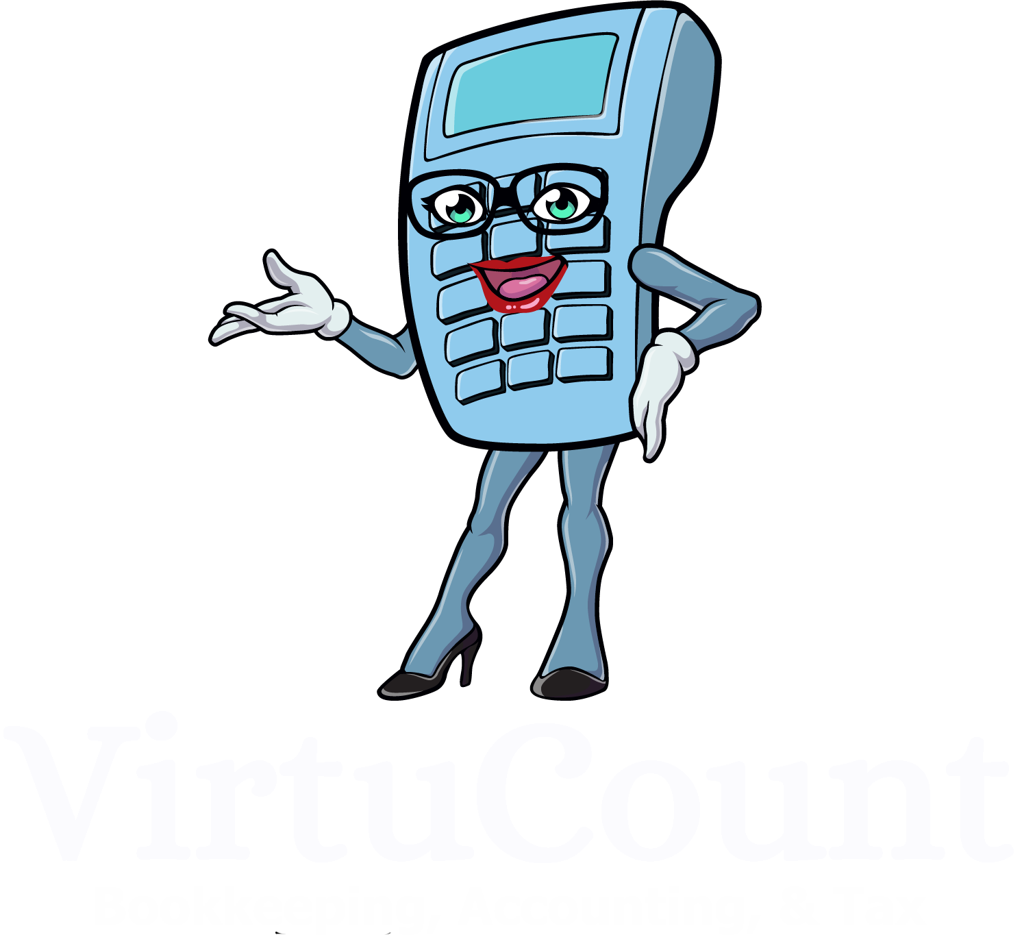 Virtucount logo in white